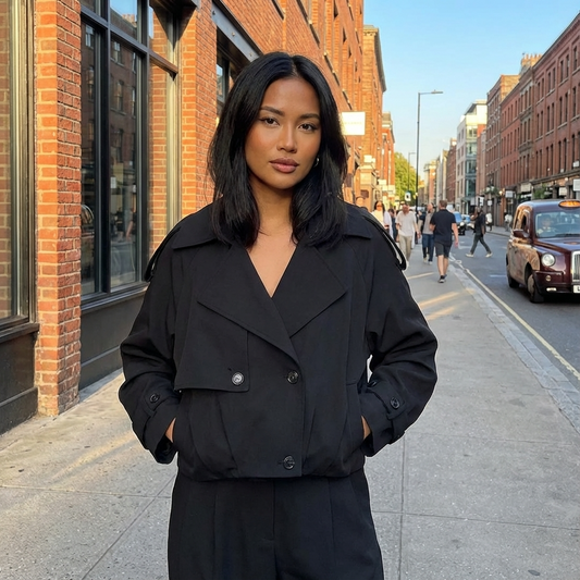 Trench court pour femmes Elodie | Large revers, poignets ceinturés