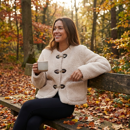 Juniper Aurelia Women’s Faux Fleece Jacket | Toggle Closure, Cropped Silhouette
