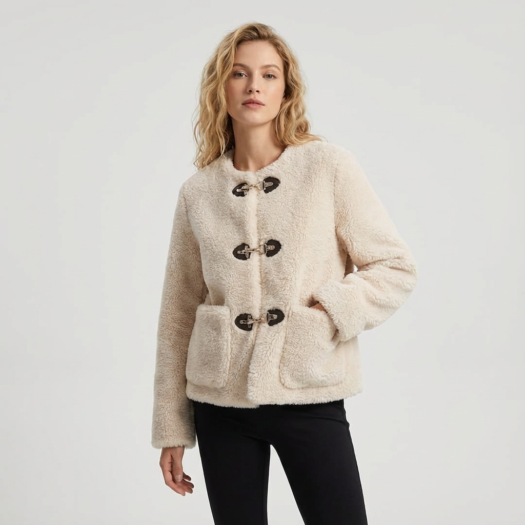 Juniper Aurelia Women’s Faux Fleece Jacket | Toggle Closure, Cropped Silhouette
