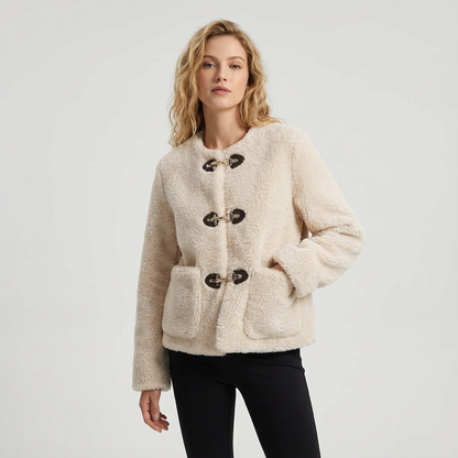Juniper Aurelia Women’s Faux Fleece Jacket | Toggle Closure, Cropped Silhouette