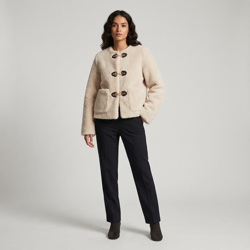 Juniper Aurelia Women’s Faux Fleece Jacket | Toggle Closure, Cropped Silhouette