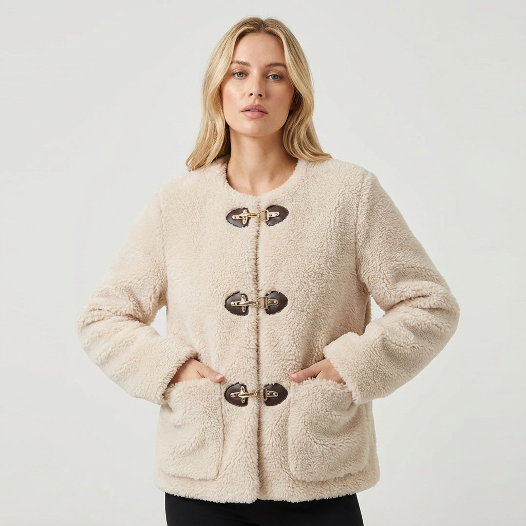 Juniper Aurelia Women’s Faux Fleece Jacket | Toggle Closure, Cropped Silhouette