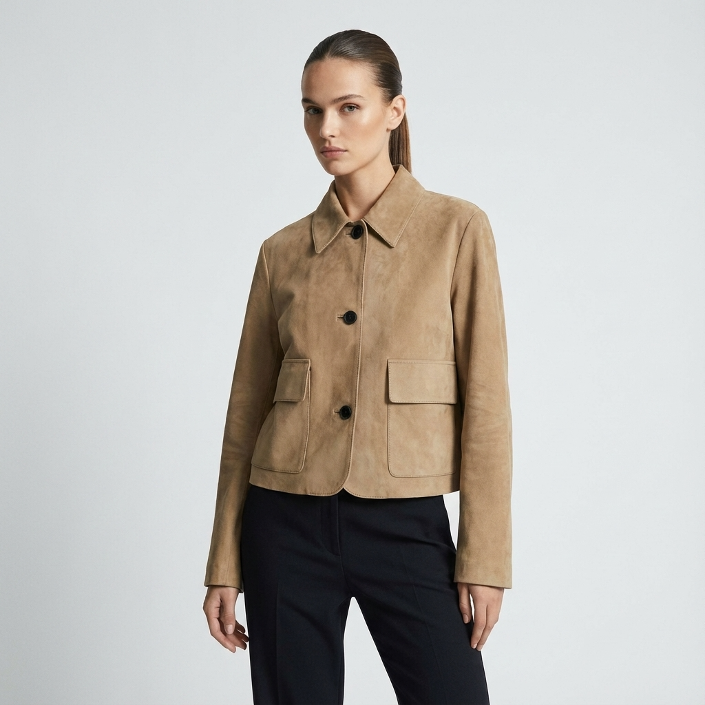 Mira Women’s Cropped Jacket | Button Front, Patch Pockets