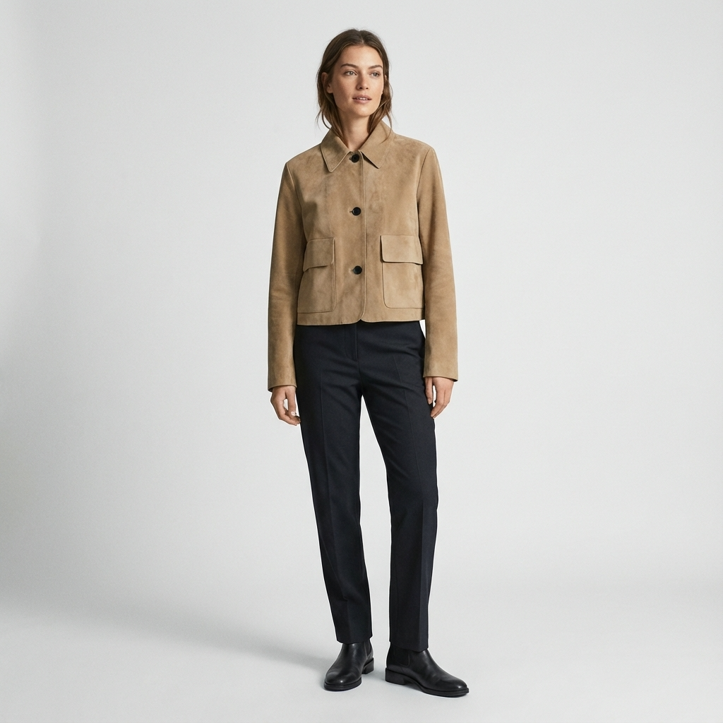 Mira Women’s Cropped Jacket | Button Front, Patch Pockets