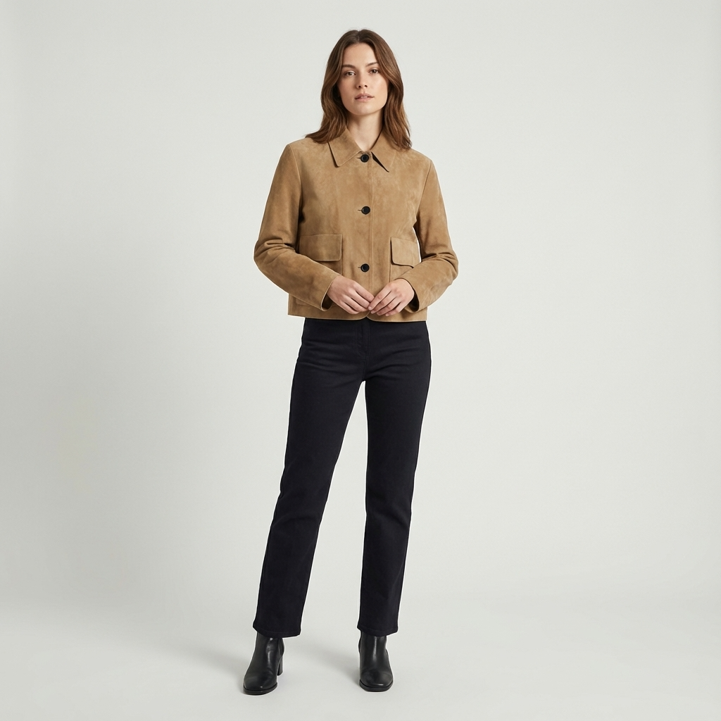 Mira Women’s Cropped Jacket | Button Front, Patch Pockets
