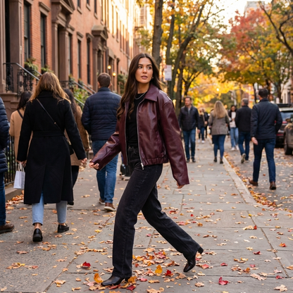 Elowen Women’s Cropped Jacket | Zip Front, Classic Collar