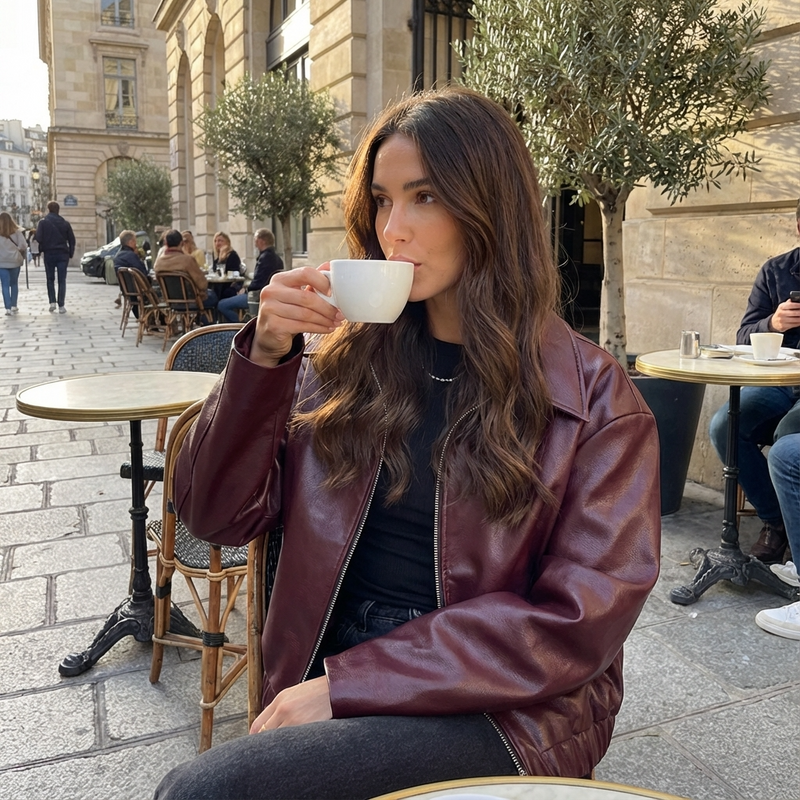 Elowen Women’s Cropped Jacket | Zip Front, Classic Collar