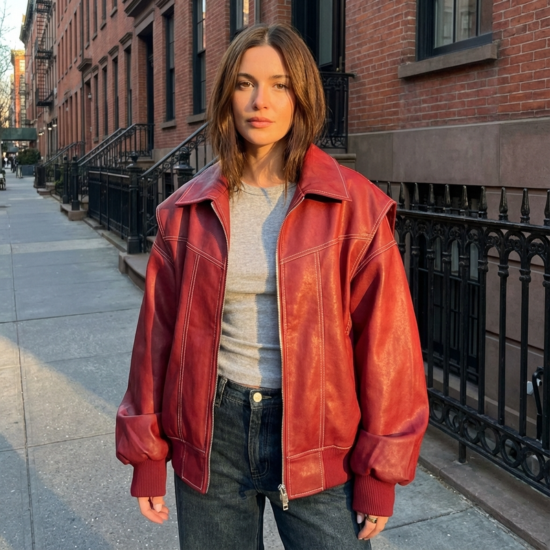 Pine Livia Women’s Bomber Jacket | Cropped Length, Zip-Front Design