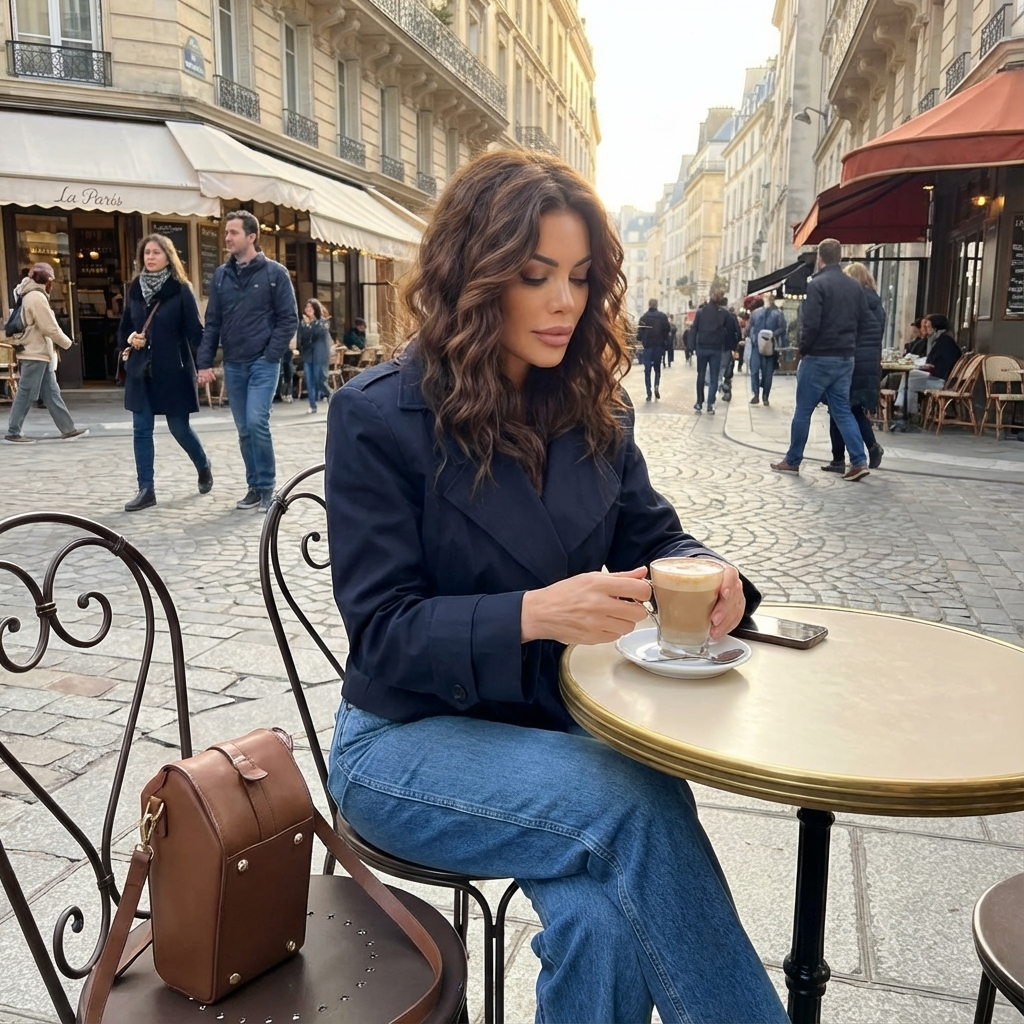Trench-coat court pour femmes Elodie | Croisé, taille ceinturée