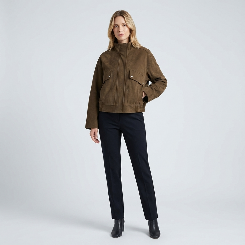 Willow Laura Women’s Bomber Jacket | Zip Front, Stand Collar