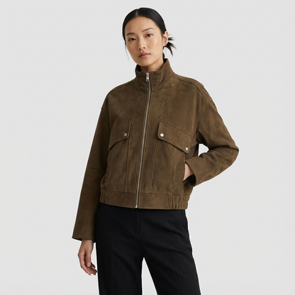 Willow Laura Women’s Bomber Jacket | Zip Front, Stand Collar