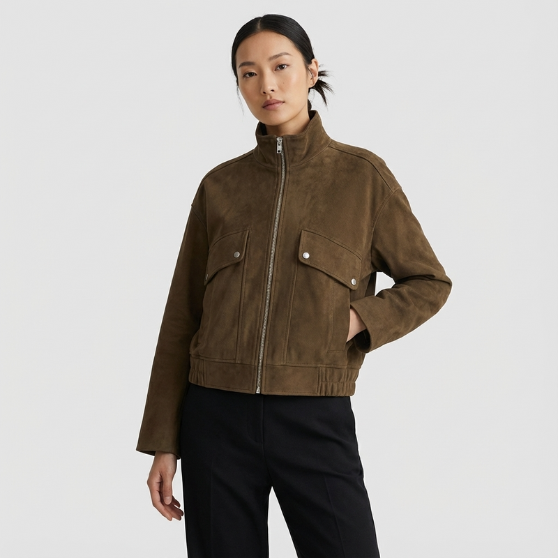 Willow Laura Women’s Bomber Jacket | Zip Front, Stand Collar
