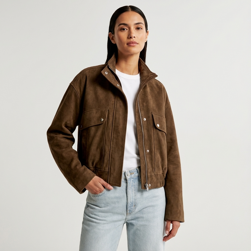 Willow Laura Women’s Bomber Jacket | Zip Front, Stand Collar