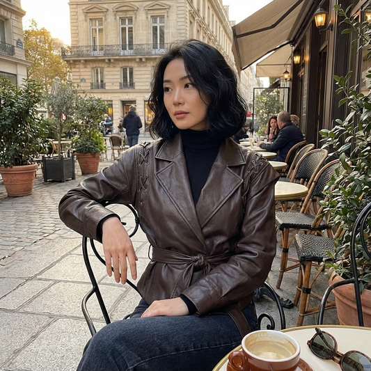 Veste cintrée femme Arlena | Devant portefeuille, détail lacé aux épaules