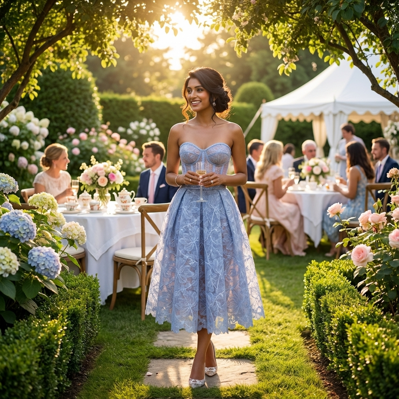 Robe midi bustier en dentelle pour femmes Seraphina | Encolure cœur, jupe évasée