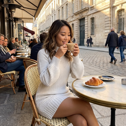 Robe-pull côtelée pour femmes Seren | Col montant, longueur mini