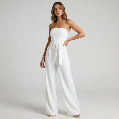 Thistle Arlena Women’s Strapless Jumpsuit | Wide Leg, Tie Waist