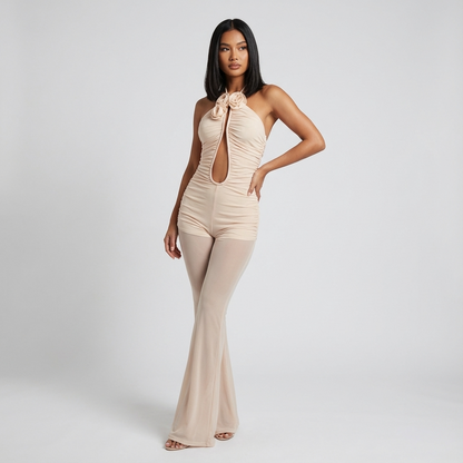 Combinaison à fleurs 3D pour femme Seraphine | 90% polyester 10% spandex, détails faits main