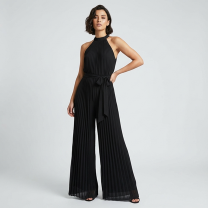 Heath Lunara Women’s Pleated Halter Jumpsuit | Sleeveless Design, Wide-Leg Silhouette