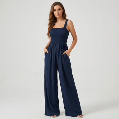 Mono para Mujer Lucia | Cuerpo Fruncido, Silueta de Pierna Ancha