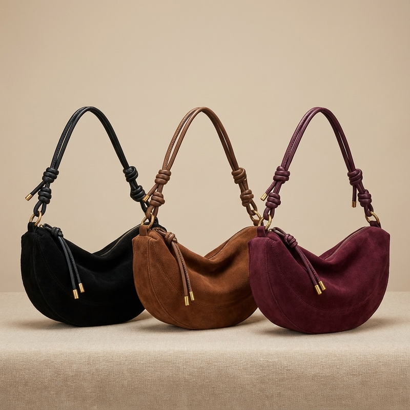 Bolso de hombro para mujer Mila | Forma de media luna, Correa anudada