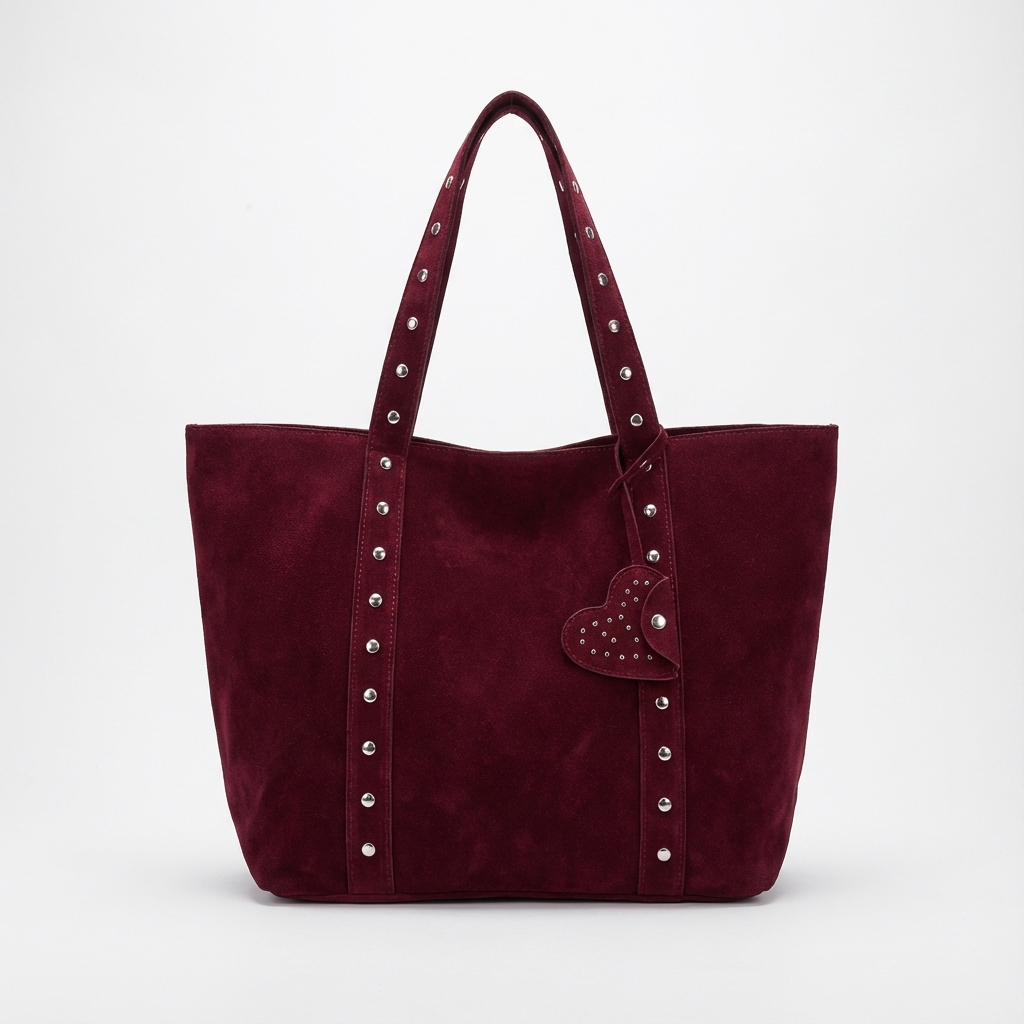 Sac fourre-tout pour femmes Aurelia | Bandoulières cloutées, breloque en forme de cœur