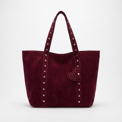 Sac fourre-tout pour femmes Aurelia | Bandoulières cloutées, breloque en forme de cœur