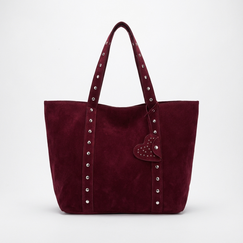 Sac fourre-tout pour femmes Aurelia | Bandoulières cloutées, breloque en forme de cœur