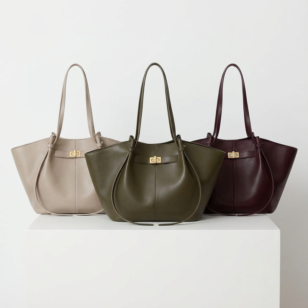 Bolso Tote Comprador para Mujeres Marielle | Silueta Ancha, Detalle de Cierre Giratorio