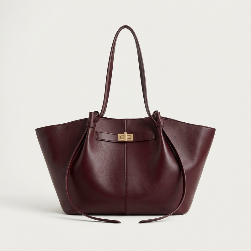 Bolso Tote Comprador para Mujeres Marielle | Silueta Ancha, Detalle de Cierre Giratorio
