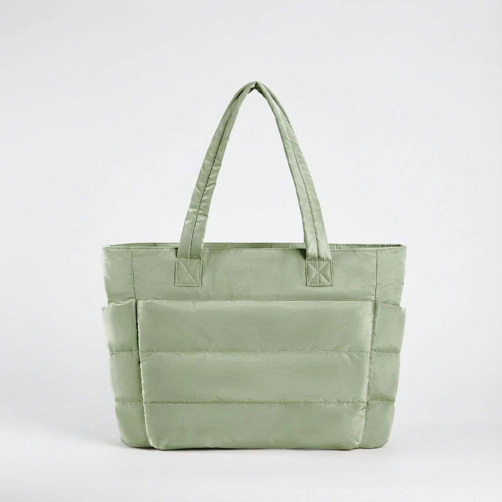 Bolso tote acolchado para mujer Luma | Nailon acolchado, Bolsillos laterales
