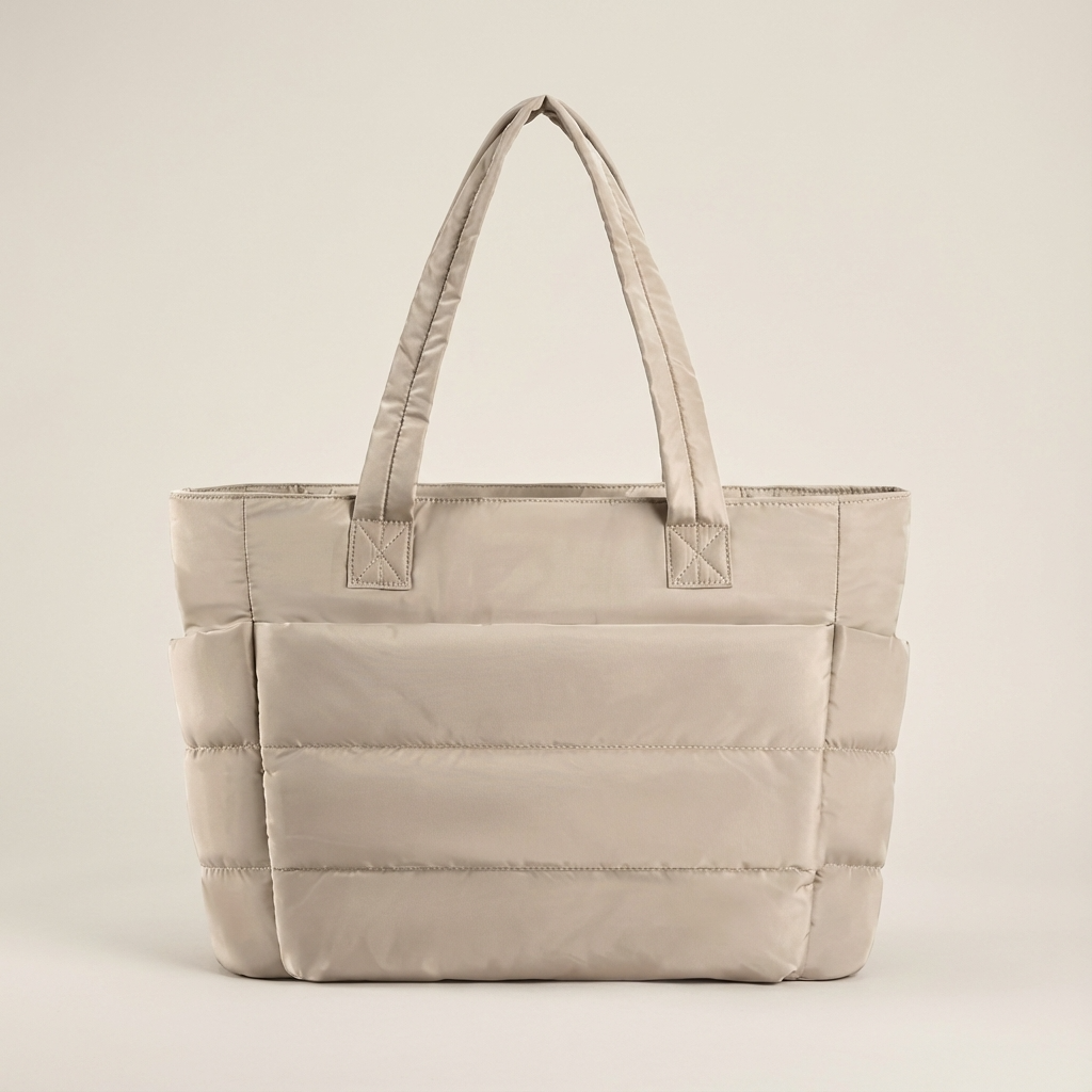 Bolso tote acolchado para mujer Luma | Nailon acolchado, Bolsillos laterales