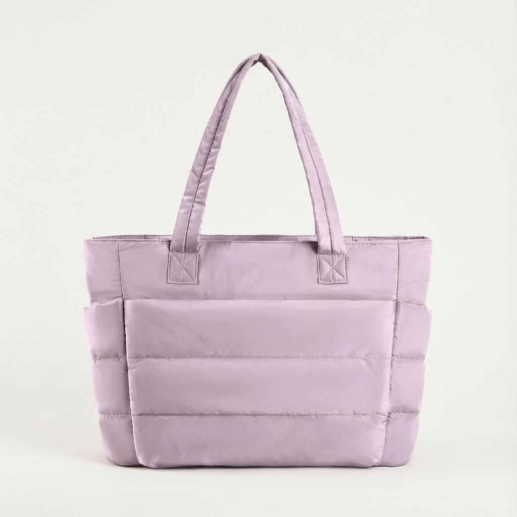 Bolso tote acolchado para mujer Luma | Nailon acolchado, Bolsillos laterales