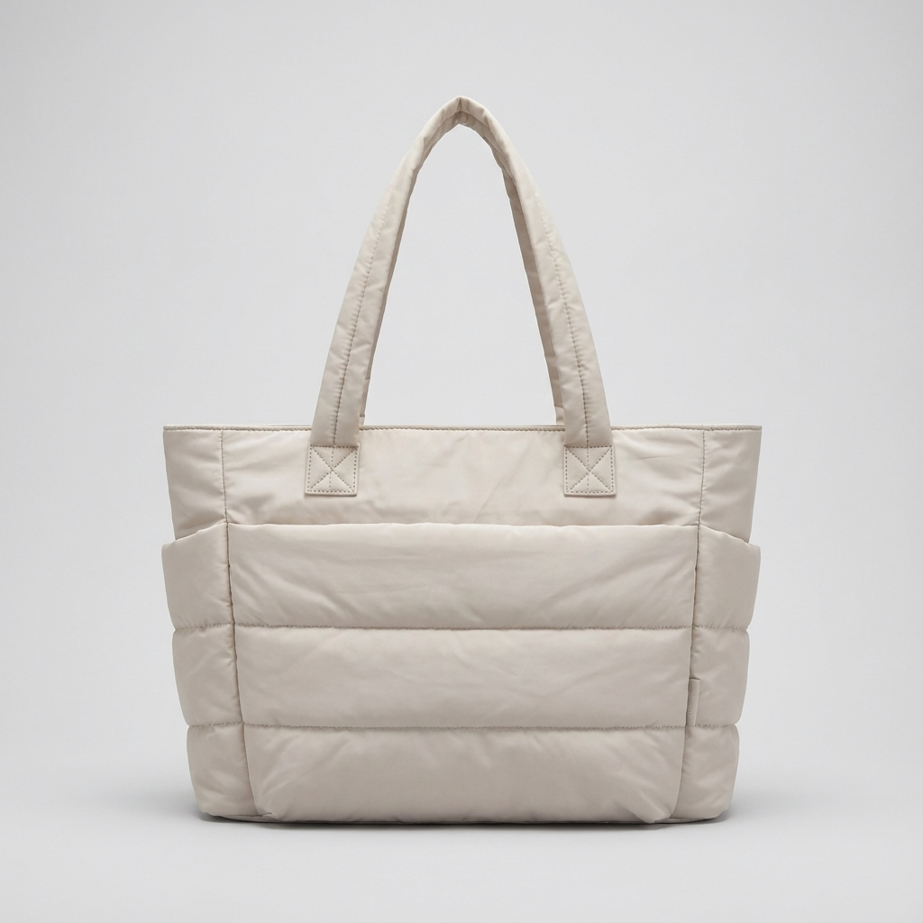 Bolso tote acolchado para mujer Luma | Nailon acolchado, Bolsillos laterales