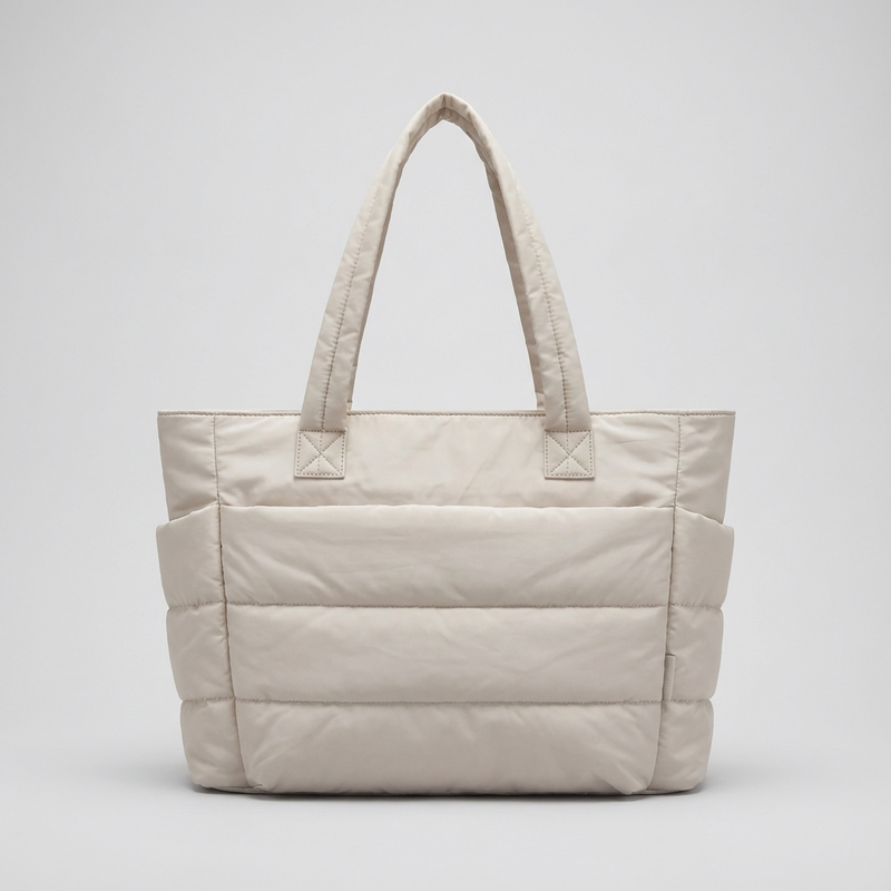 Bolso tote acolchado para mujer Luma | Nailon acolchado, Bolsillos laterales