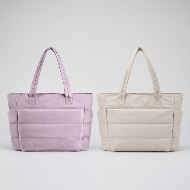 Bolso tote acolchado para mujer Luma | Nailon acolchado, Bolsillos laterales