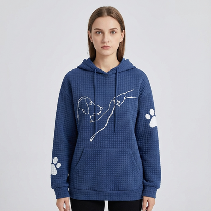 Sudadera de punto waffle para mujer Sablewyn | Gráfico de Línea de Perro, Bolsillo Canguro