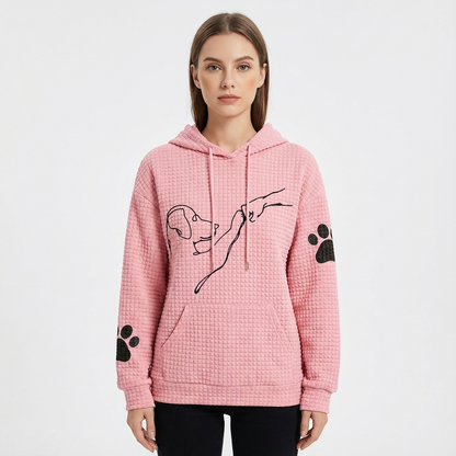 Sudadera de punto waffle para mujer Sablewyn | Gráfico de Línea de Perro, Bolsillo Canguro