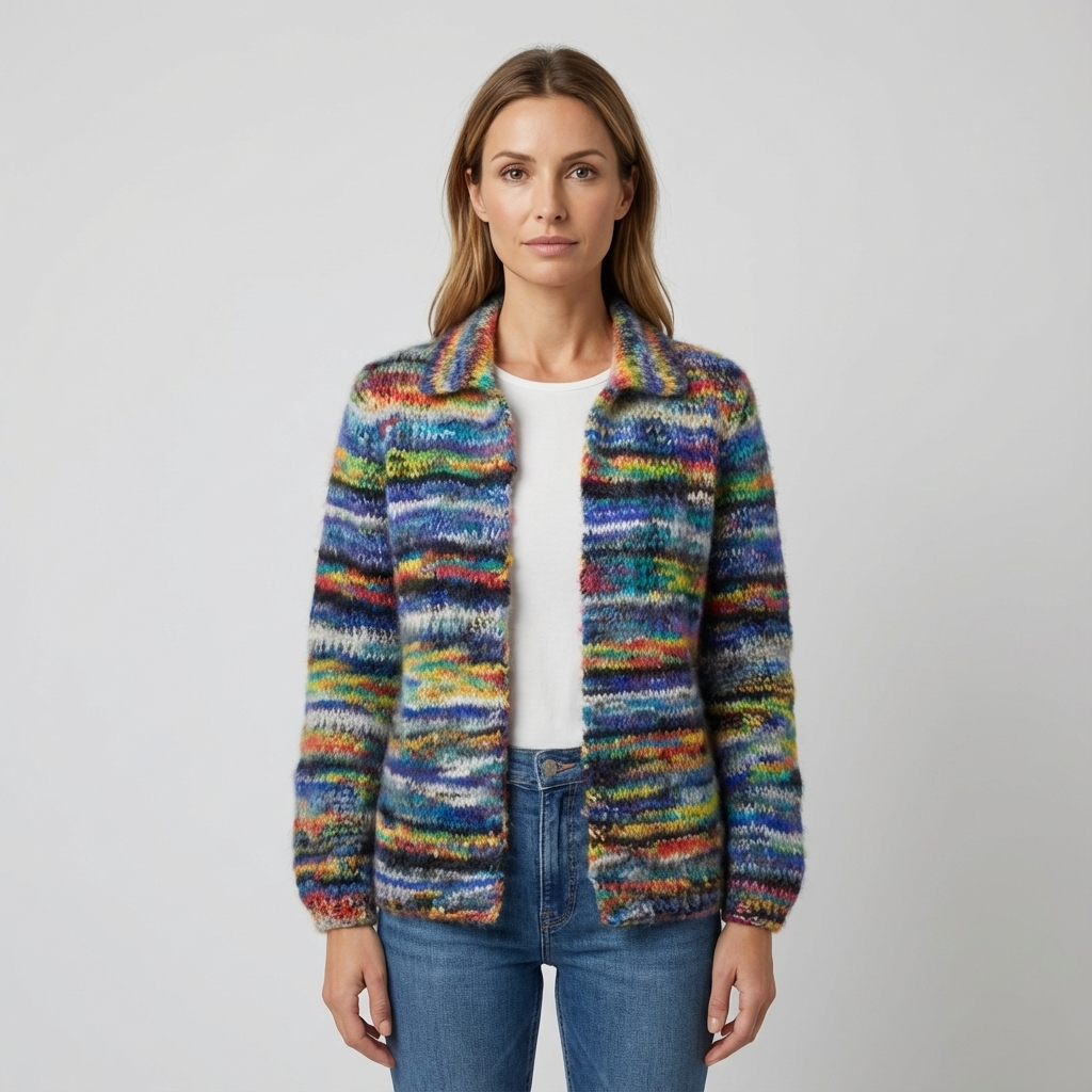 Cardigan Tricot Femme Seraphine | Ouvert, Motif Multicolore