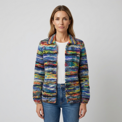 Cardigan Tricot Femme Seraphine | Ouvert, Motif Multicolore