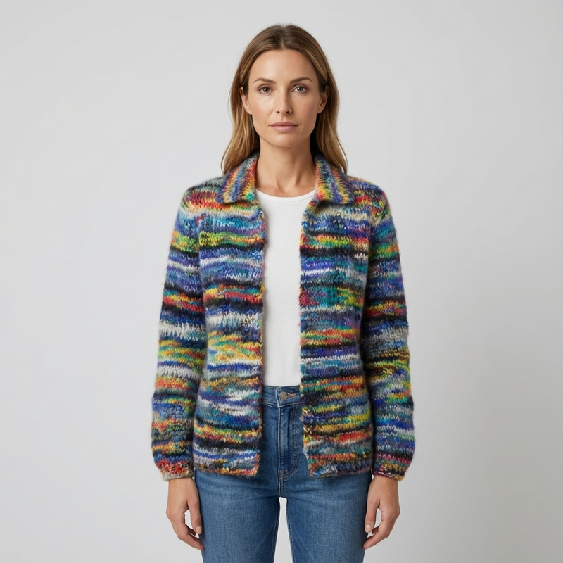 Cardigan Tricot Femme Seraphine | Ouvert, Motif Multicolore