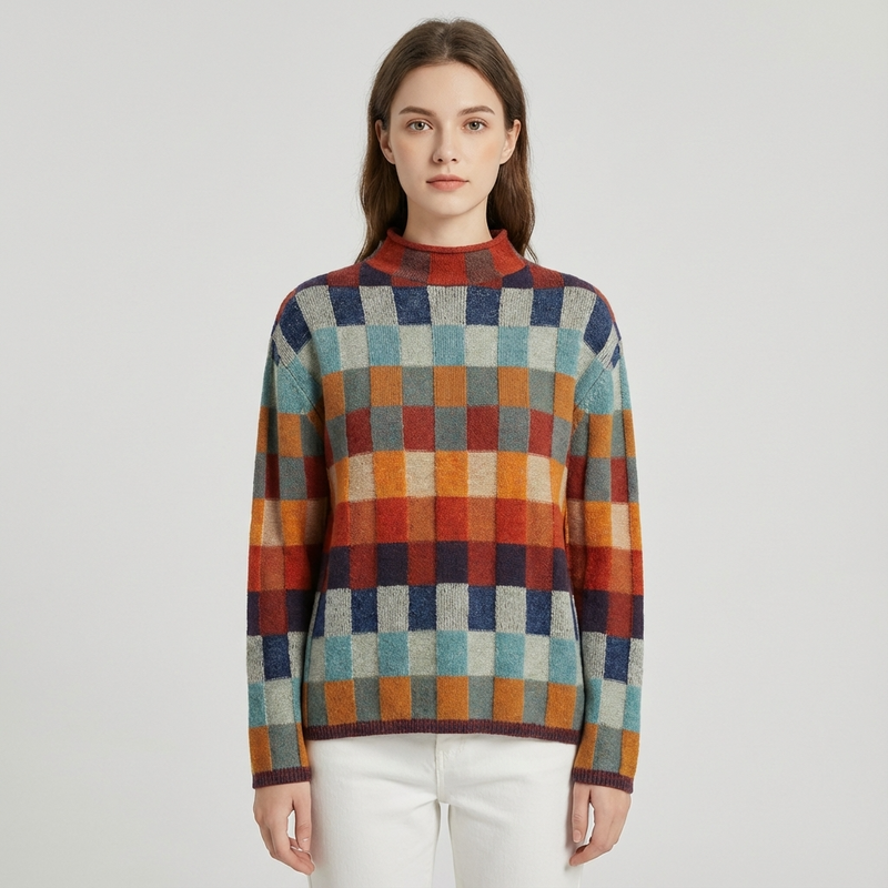 Pull en maille pour femmes Aureline | Bloc de couleurs, manches longues