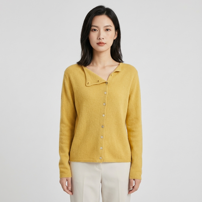 Cardigan Boutonné Femme Seraphine | Encolure Asymétrique, Détail Boutons Frontaux