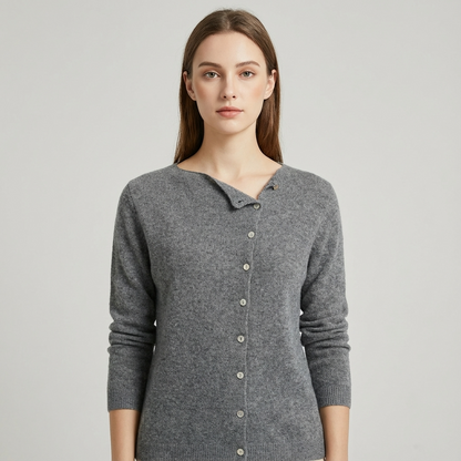 Cardigan Boutonné Femme Seraphine | Encolure Asymétrique, Détail Boutons Frontaux