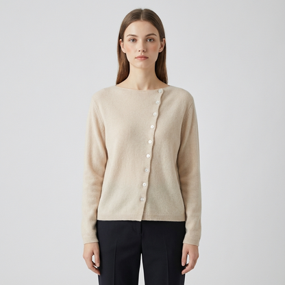 Cardigan Boutonné Femme Seraphine | Encolure Asymétrique, Détail Boutons Frontaux