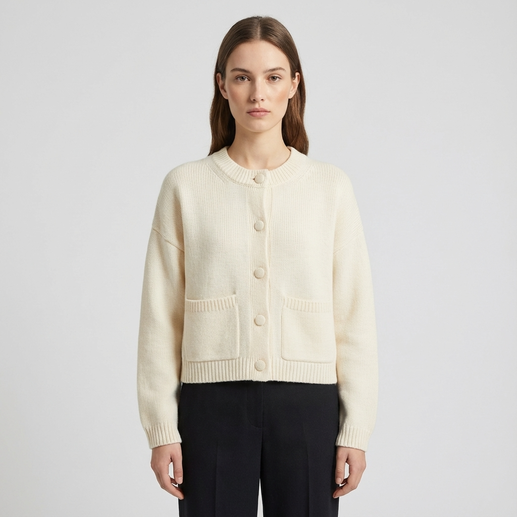 Cardigan tricoté Calyra pour femme | Boutons sur le devant, poches plaquées