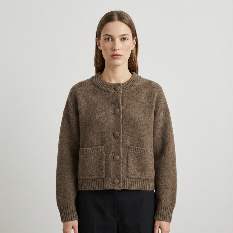 Cardigan tricoté Calyra pour femme | Boutons sur le devant, poches plaquées
