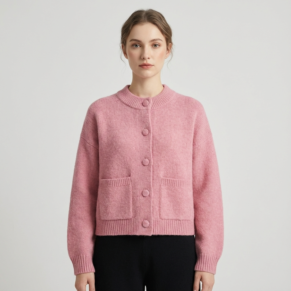 Cardigan tricoté Calyra pour femme | Boutons sur le devant, poches plaquées