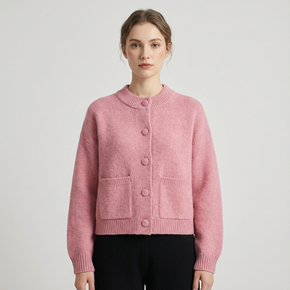 Cardigan tricoté Calyra pour femme | Boutons sur le devant, poches plaquées