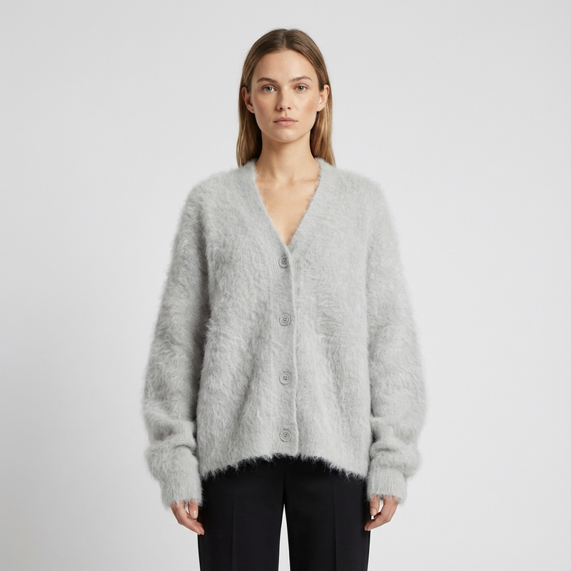 Cardigan pour femmes Seraphine | Texture en maille duveteuse, boutonné devant